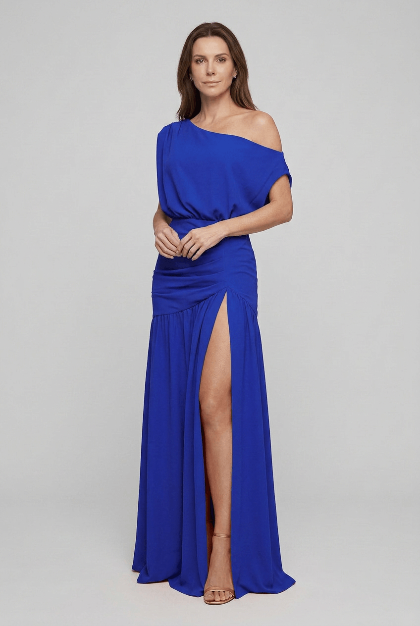 Kleid Hochzeitsgast Damen | Maxi mit One-Shoulder & Schlitz