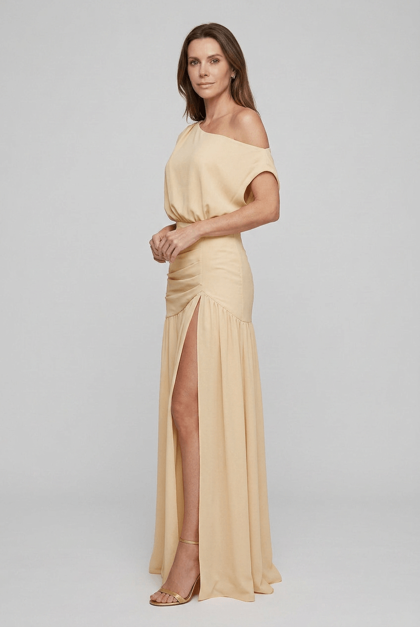 Kleid Hochzeitsgast Damen | Maxi mit One-Shoulder & Schlitz