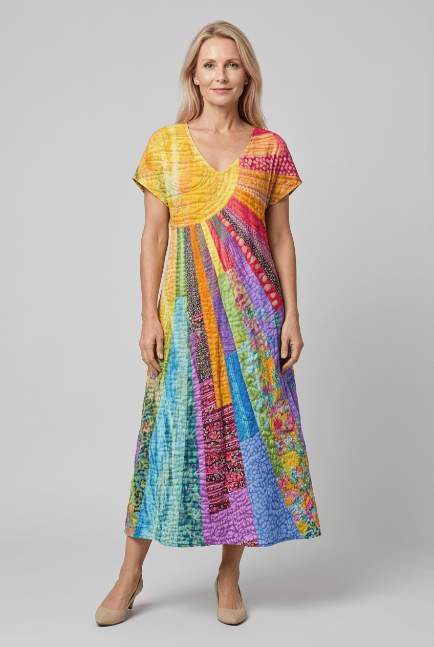 Sommerkleid Damen | Maxi mit Rüschenrock & Karomuster
