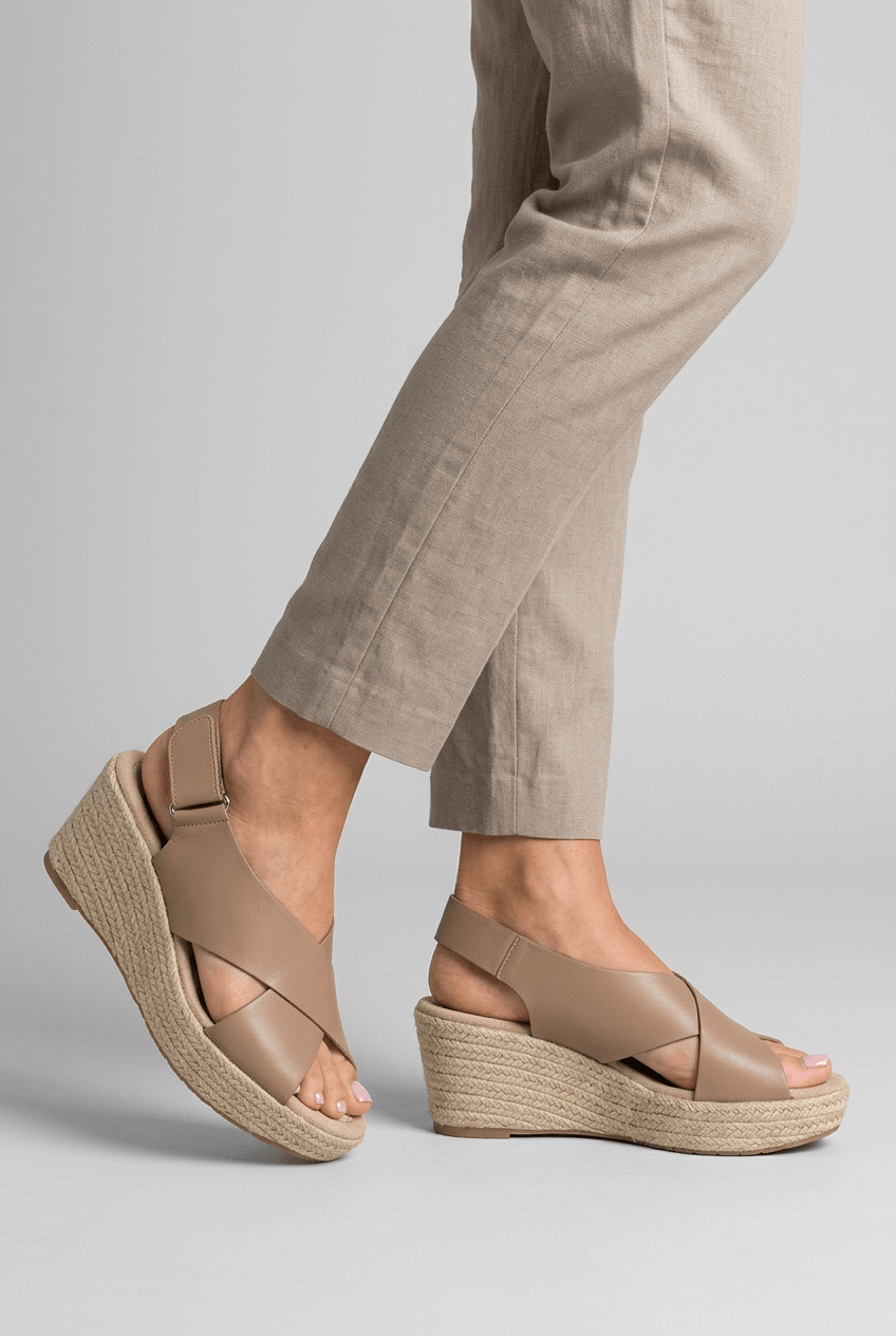 Keilsandalen Damen | Überkreuzte Träger & Espadrille Keilsohle mit Slingback