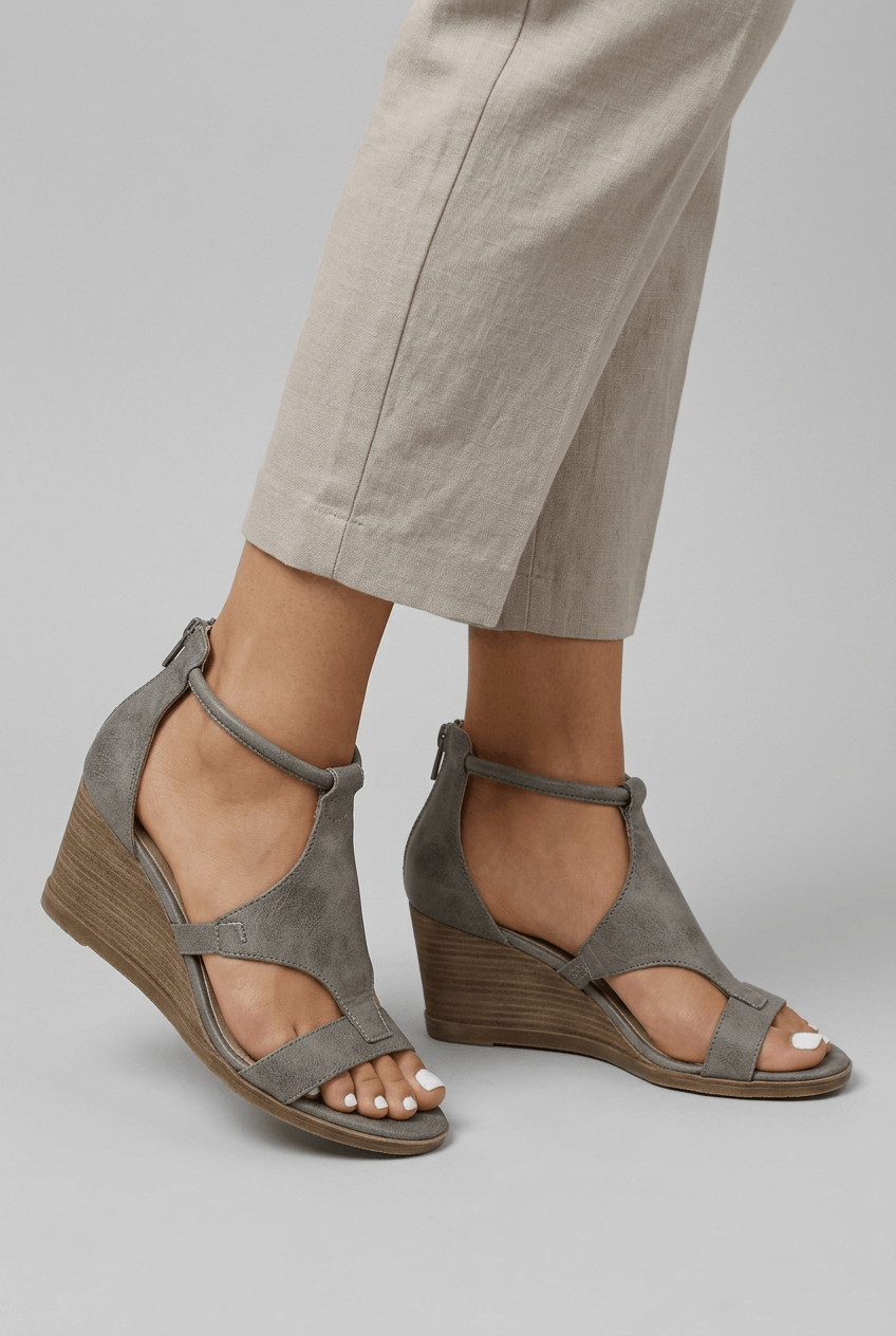 Sandalen Damen | Keilabsatz & T-Riemen