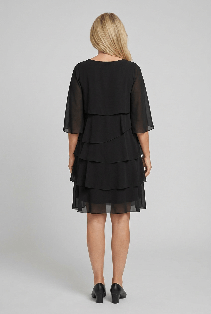 Damen Kleid | Sommer Schichtkleid mit Puffärmeln