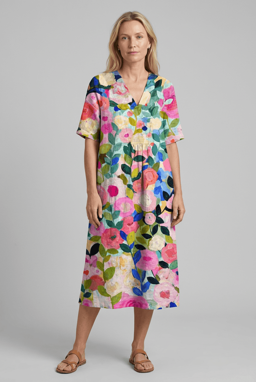 Sommerkleid Damen | Midi mit Blumenprint