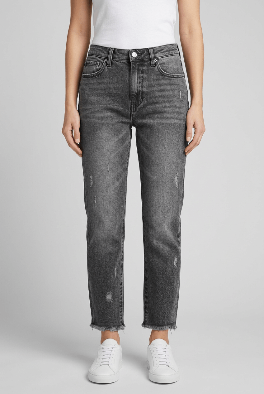 Jeans Damen | Cropped High Waist mit Destroyed-Optik & Fransensaum