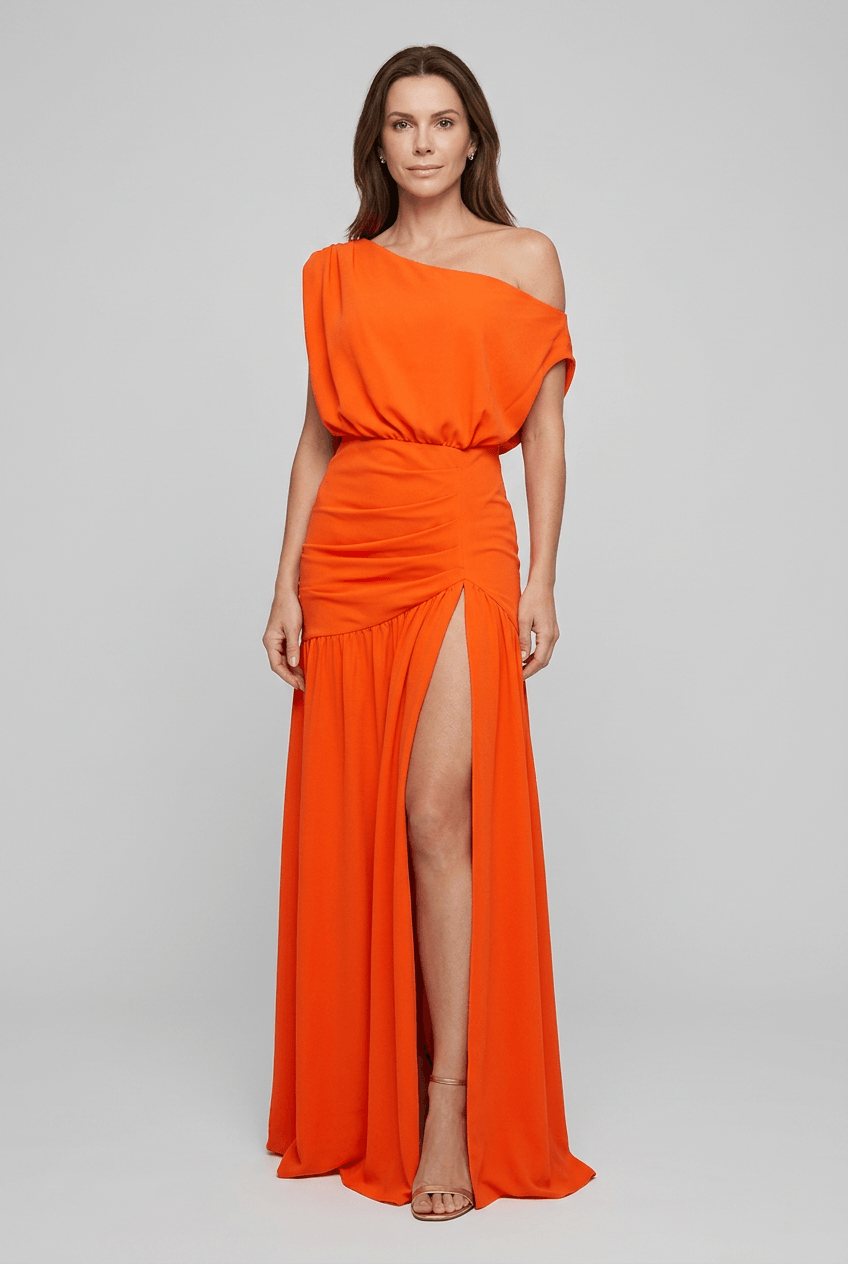 Kleid Hochzeitsgast Damen | Maxi mit One-Shoulder & Schlitz
