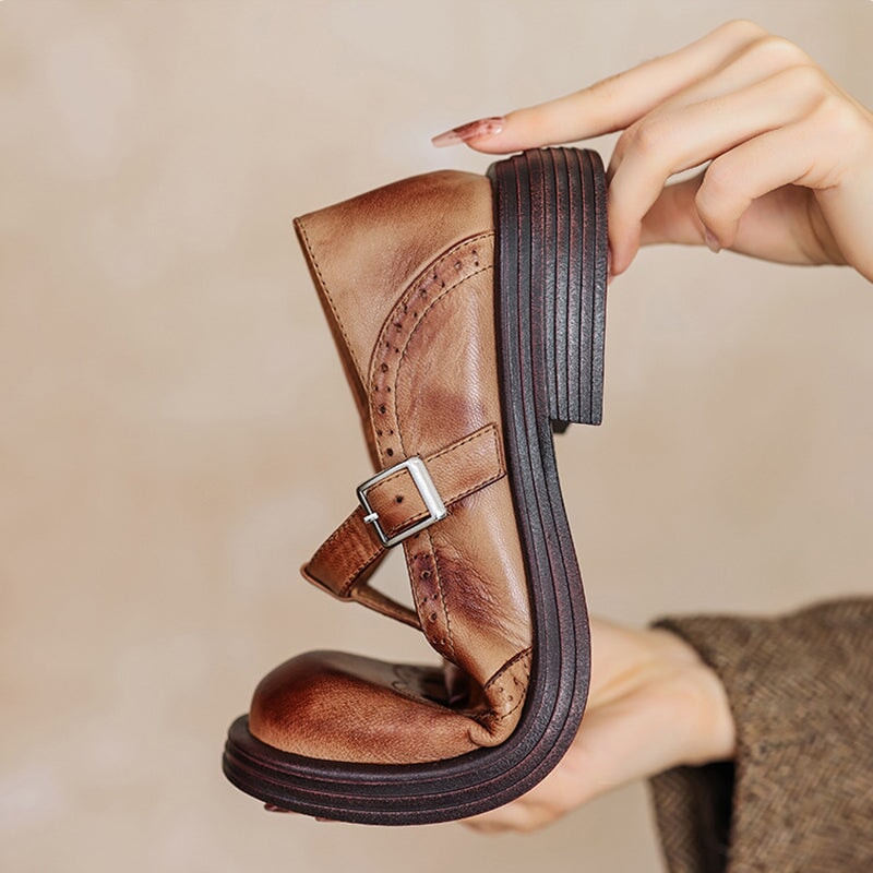 Mary Jane Schuhe Damen | Broguing & T-Strap