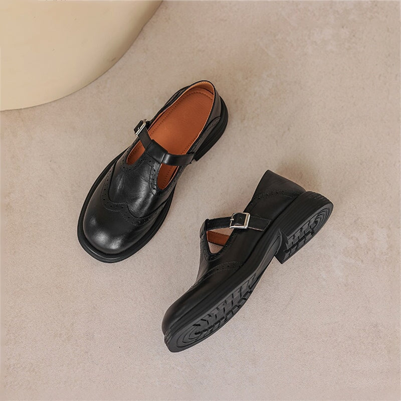 Mary Jane Schuhe Damen | Broguing & T-Strap
