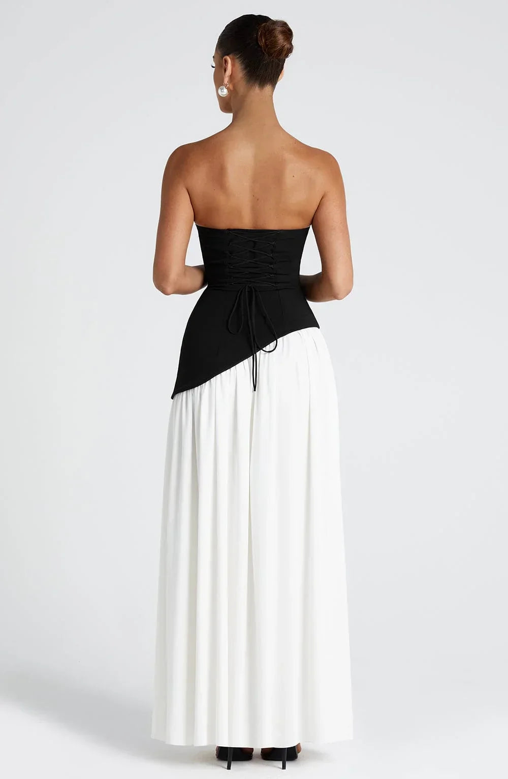 Kleid Hochzeitsgast Damen | Maxi mit Bandeau & Schalkragen