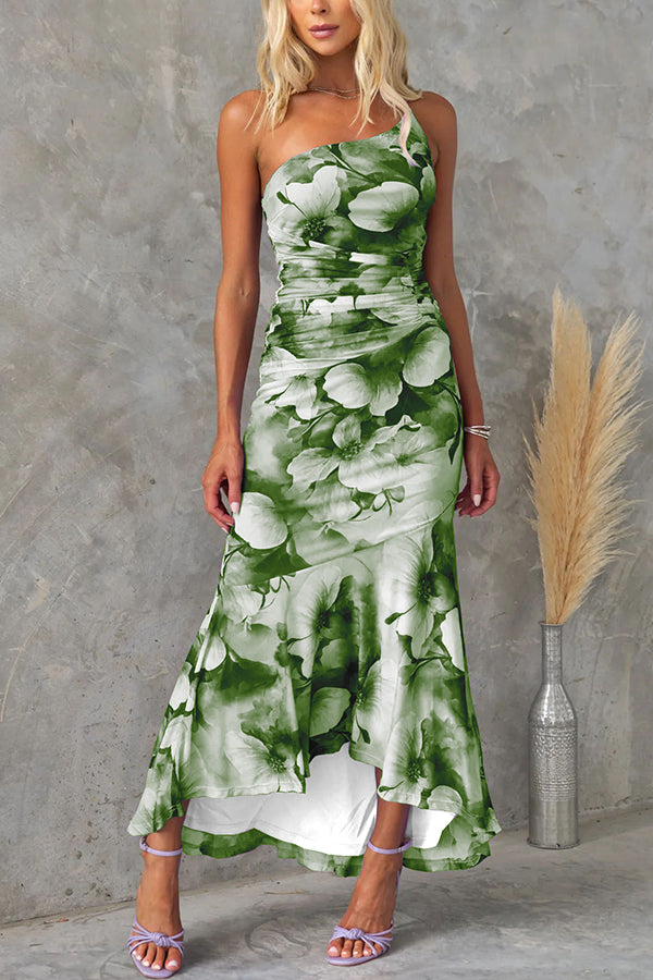 Sommerkleid Damen | Maxi mit Blumenprint & One-Shoulder