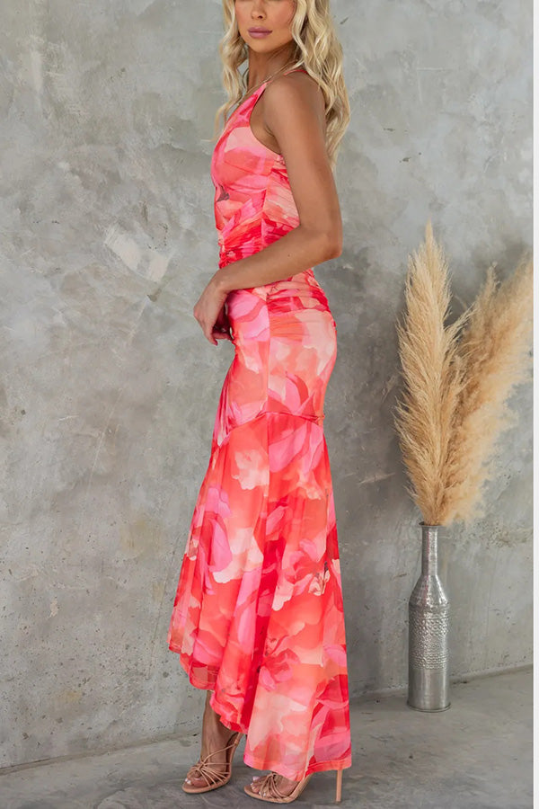 Sommerkleid Damen | Maxi mit Blumenprint & One-Shoulder