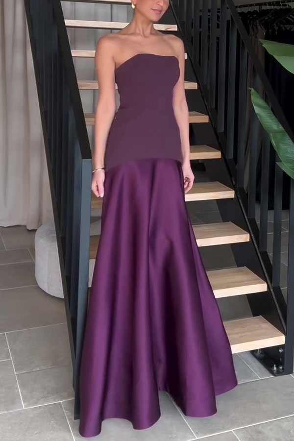 Kleid Hochzeitsgast Damen | Maxi mit Bandeau & zweiteiligem Oberteil