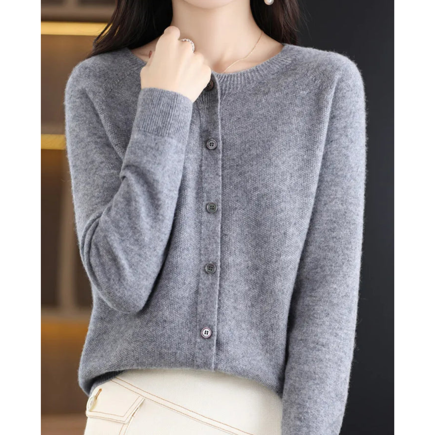 Cardigan Damen | Knopfleiste & weichem Strick