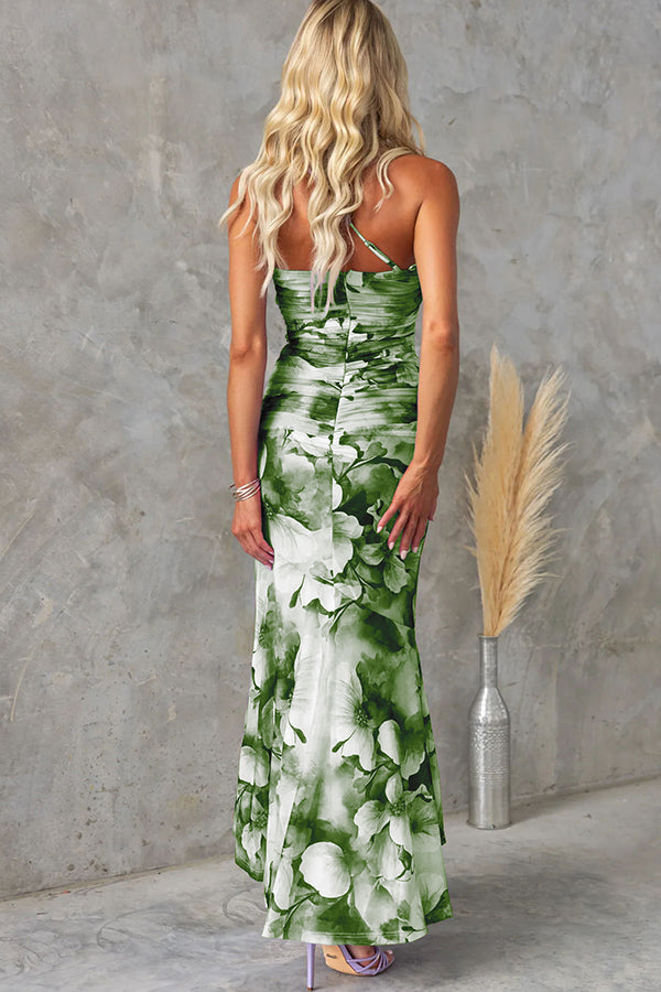 Sommerkleid Damen | Maxi mit Blumenprint & One-Shoulder