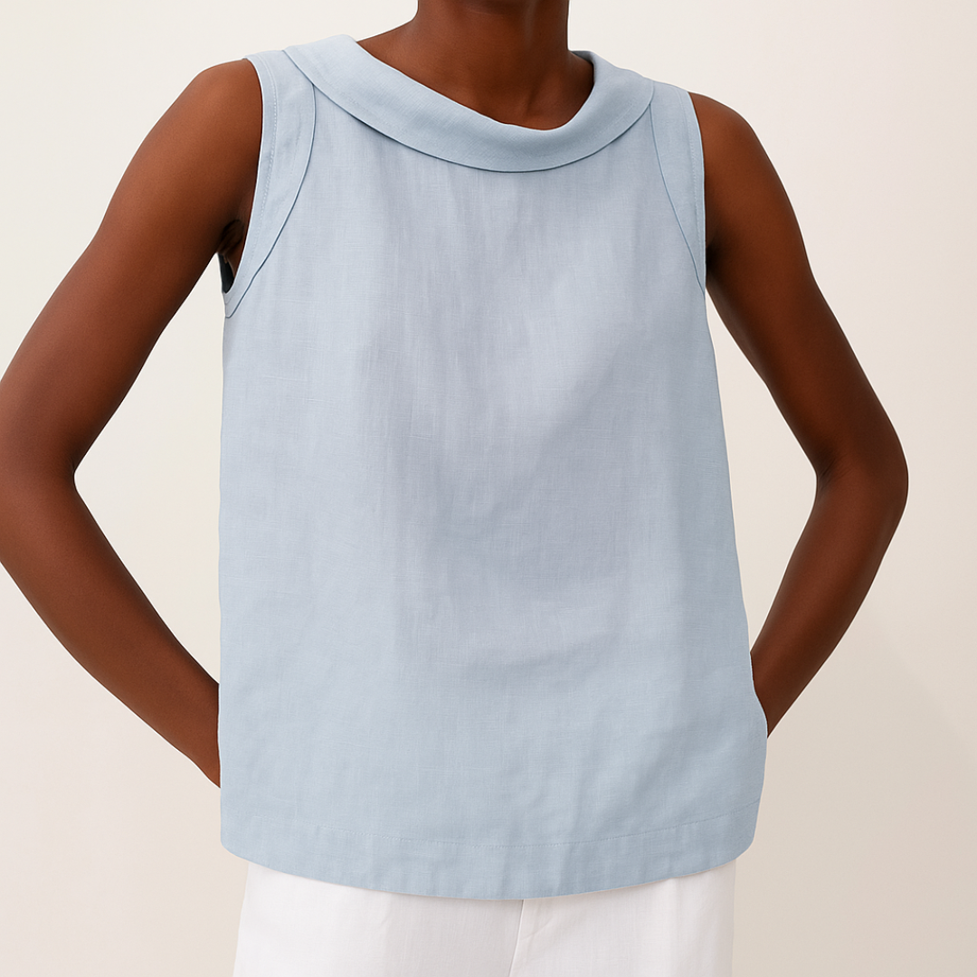 Bluse Damen | Ärmellos mit Umschlagkragen