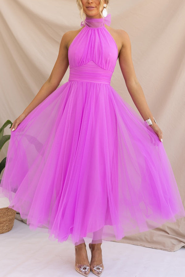 Kleid Hochzeitsgast Damen | Midi mit Tüllrock & Neckholder