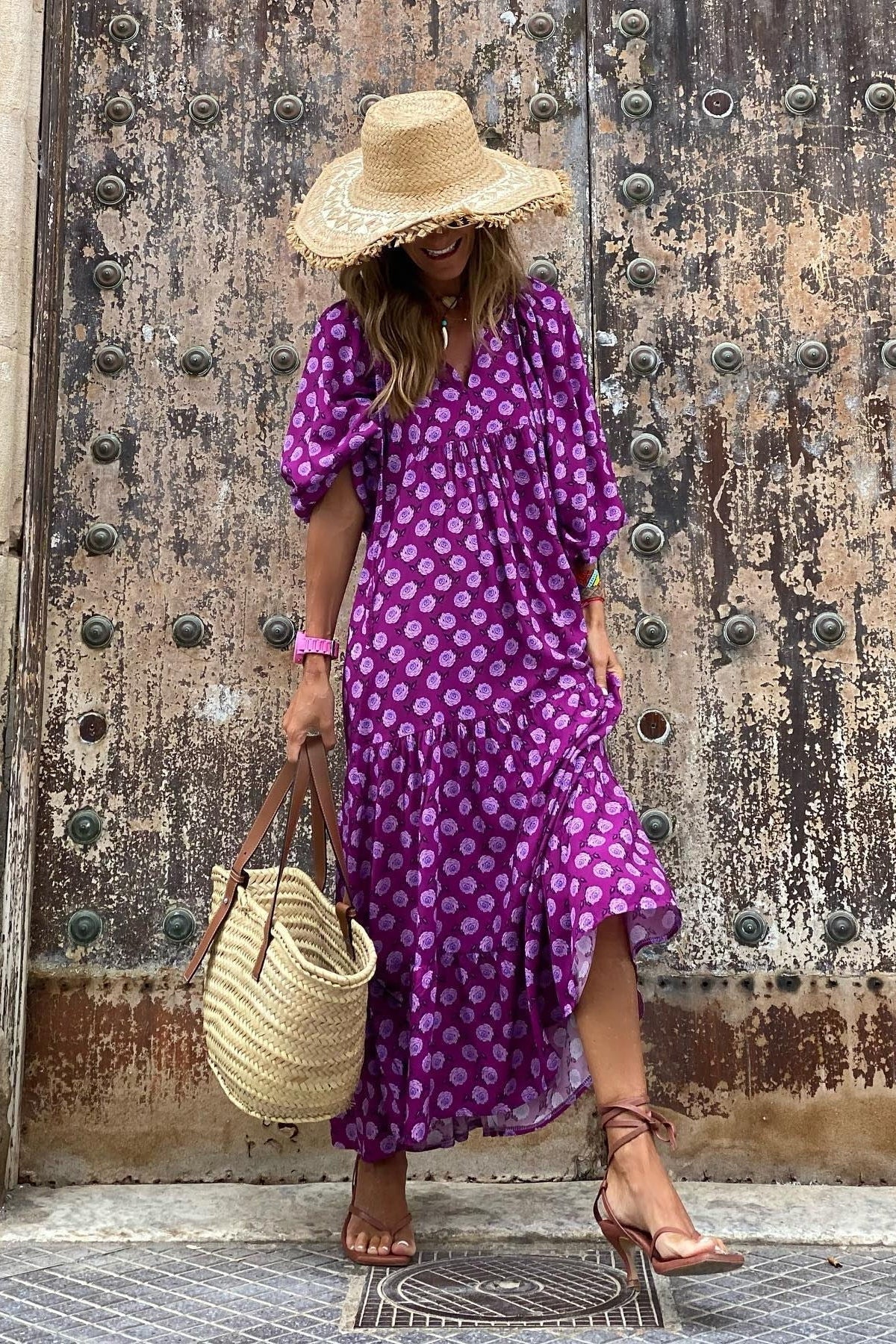 Sommerkleid Damen | Maxi mit Blumenprint & Stufenrock