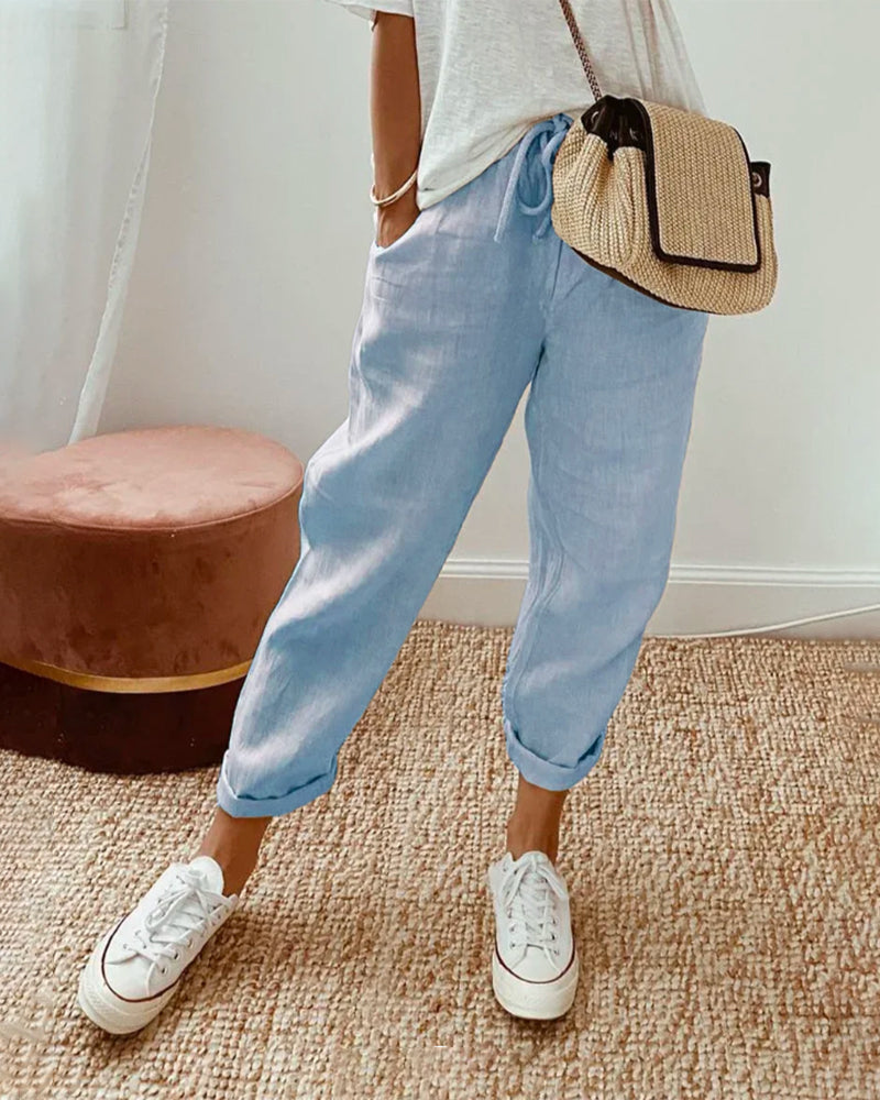 Sommerhose Damen | Kordelzug & Umschlagsaum