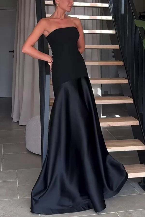 Kleid Hochzeitsgast Damen | Maxi mit Bandeau & zweiteiligem Oberteil