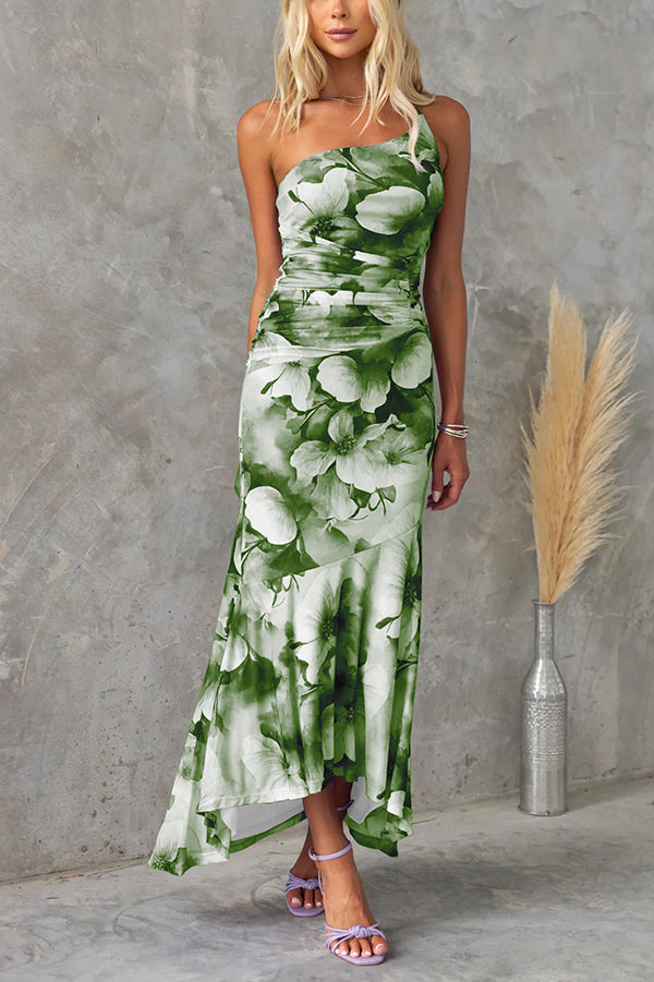 Sommerkleid Damen | Maxi mit Blumenprint & One-Shoulder