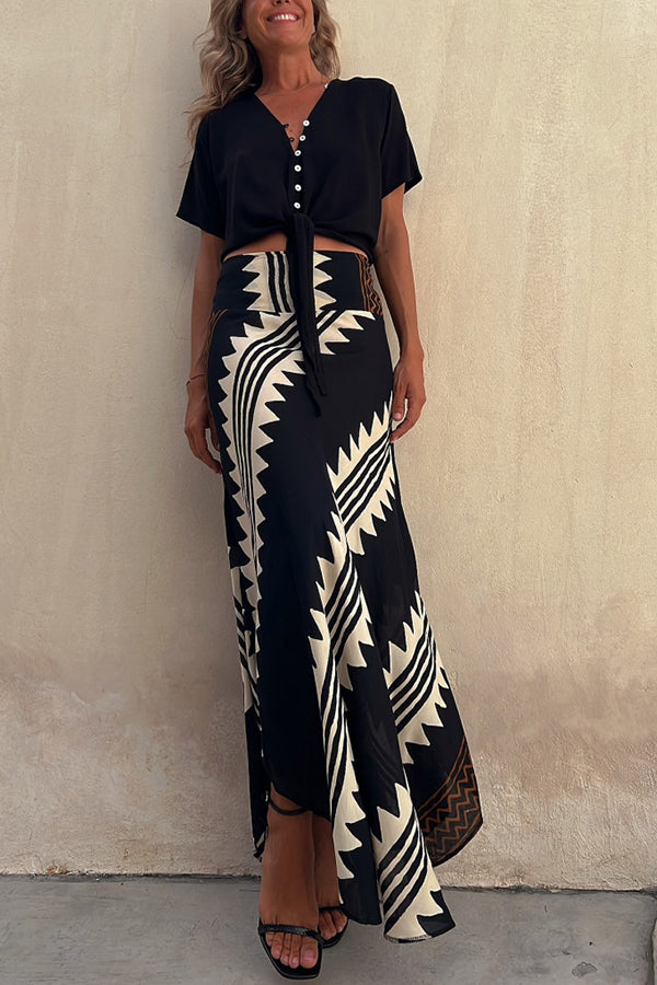 Damenrock | Elastischer Bund Mit Geometrischem Muster