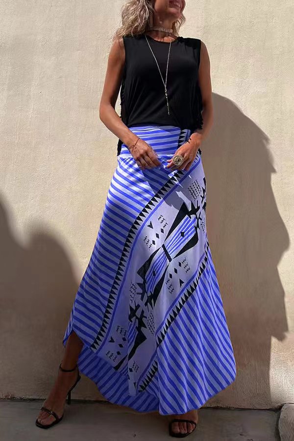 Damenrock | Elastischer Bund Mit Geometrischem Muster