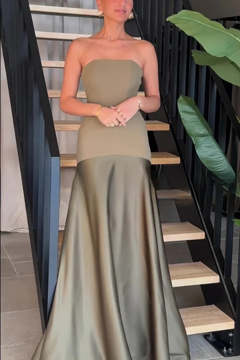 Kleid Hochzeitsgast Damen | Maxi mit Bandeau & zweiteiligem Oberteil