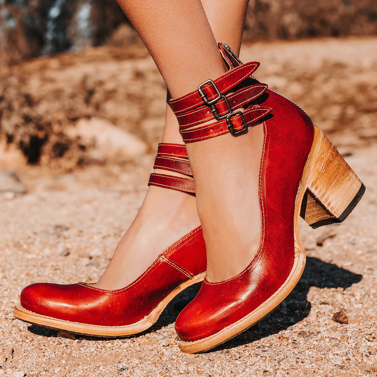 Pumps Damen | Blockabsatz & Doppelschnalle