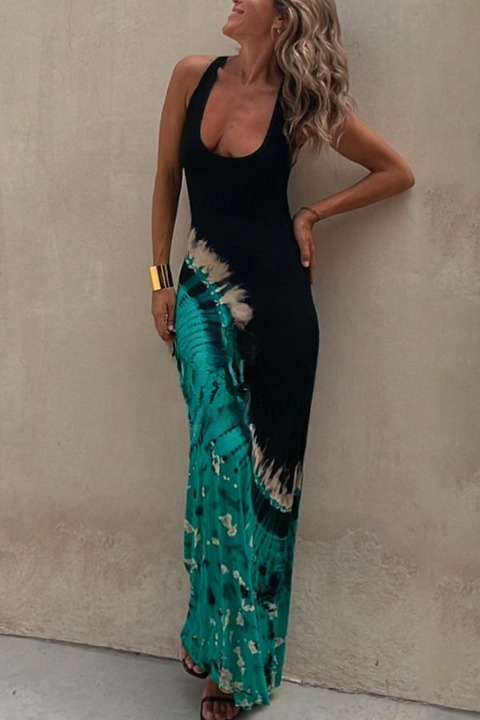 Sommerkleid Damen | Maxi mit Tie-Dye-Print & Rückenausschnitt