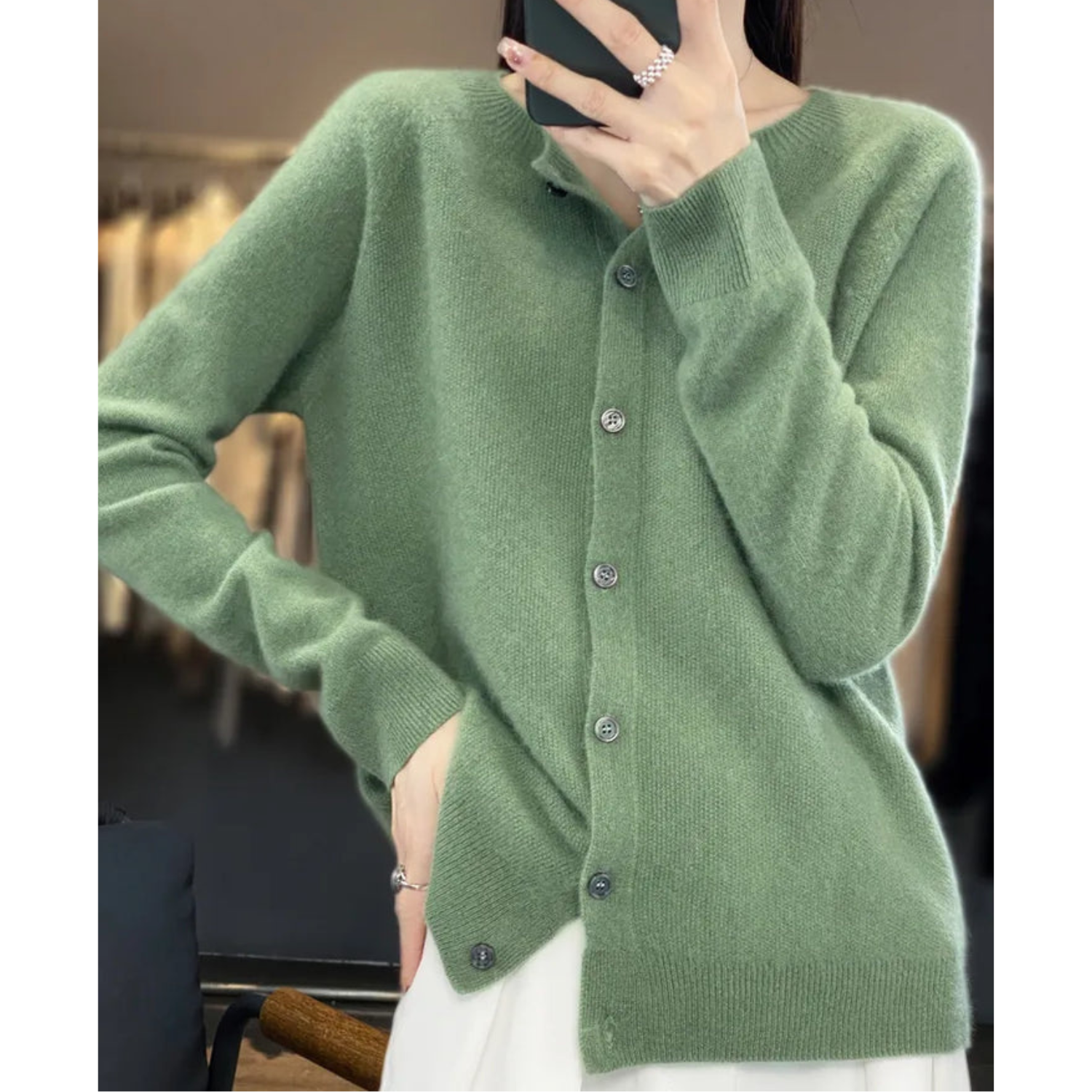 Cardigan Damen | Knopfleiste & weichem Strick
