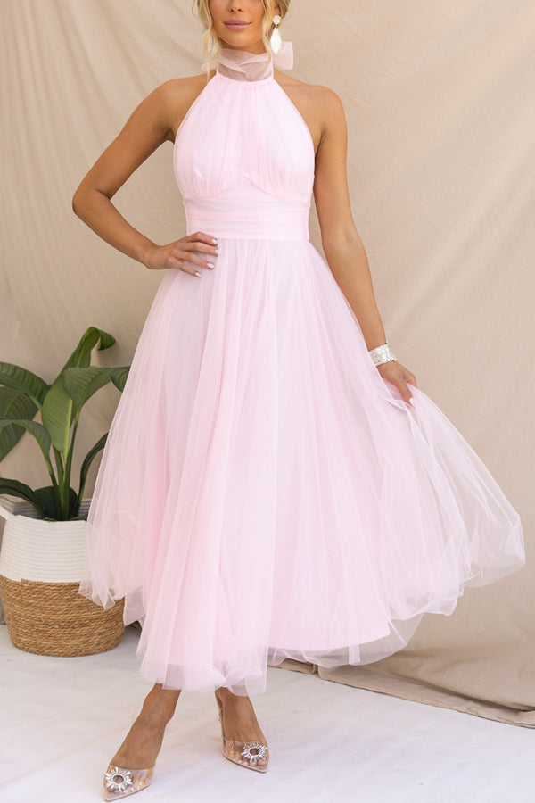 Kleid Hochzeitsgast Damen | Midi mit Tüllrock & Neckholder