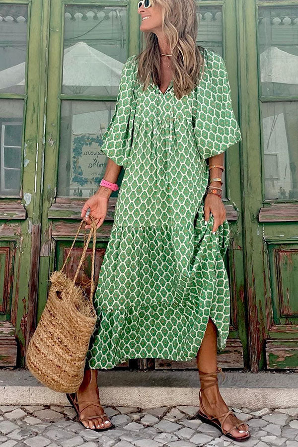Sommerkleid Damen | Maxi mit Blumenprint & Stufenrock