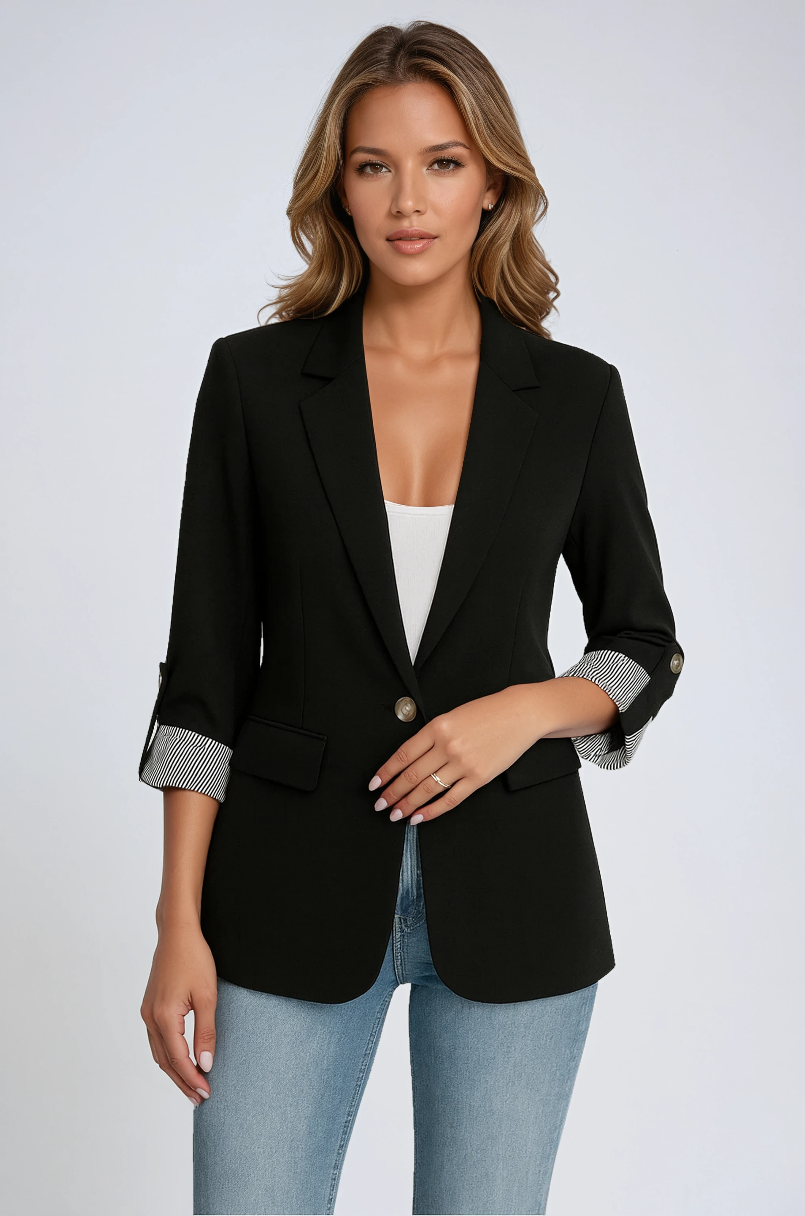 Damenblazer | Taillierter Schnitt und hochkrempelbare Ärmel