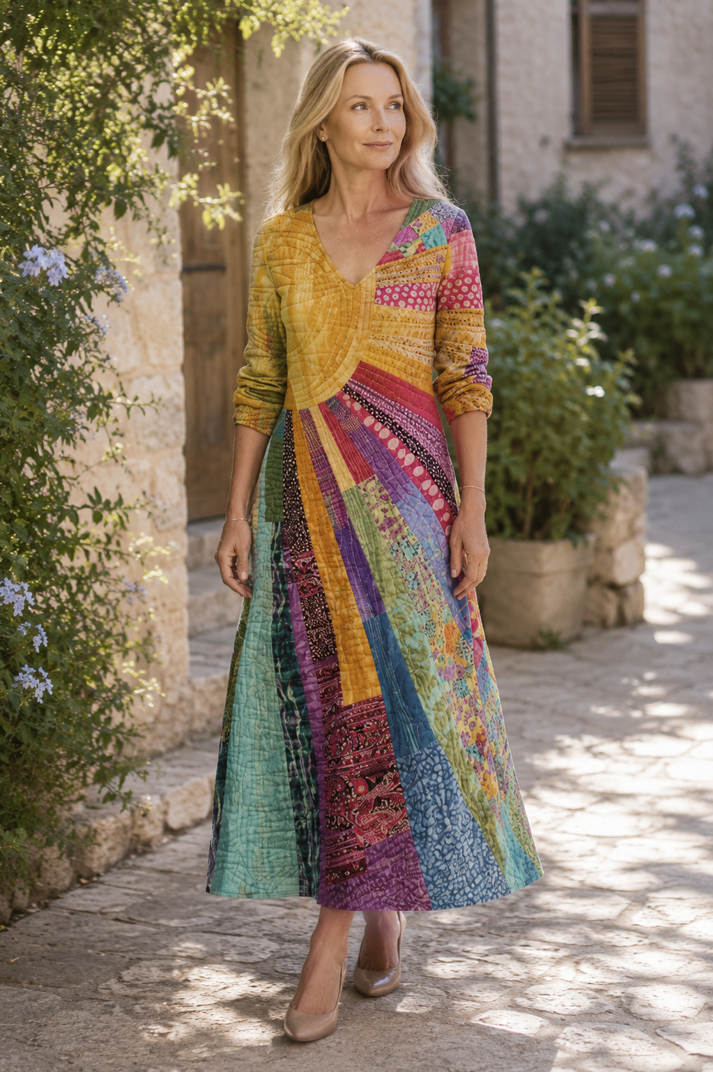 Sommerkleid Damen | Maxi mit Rüschenrock & Karomuster