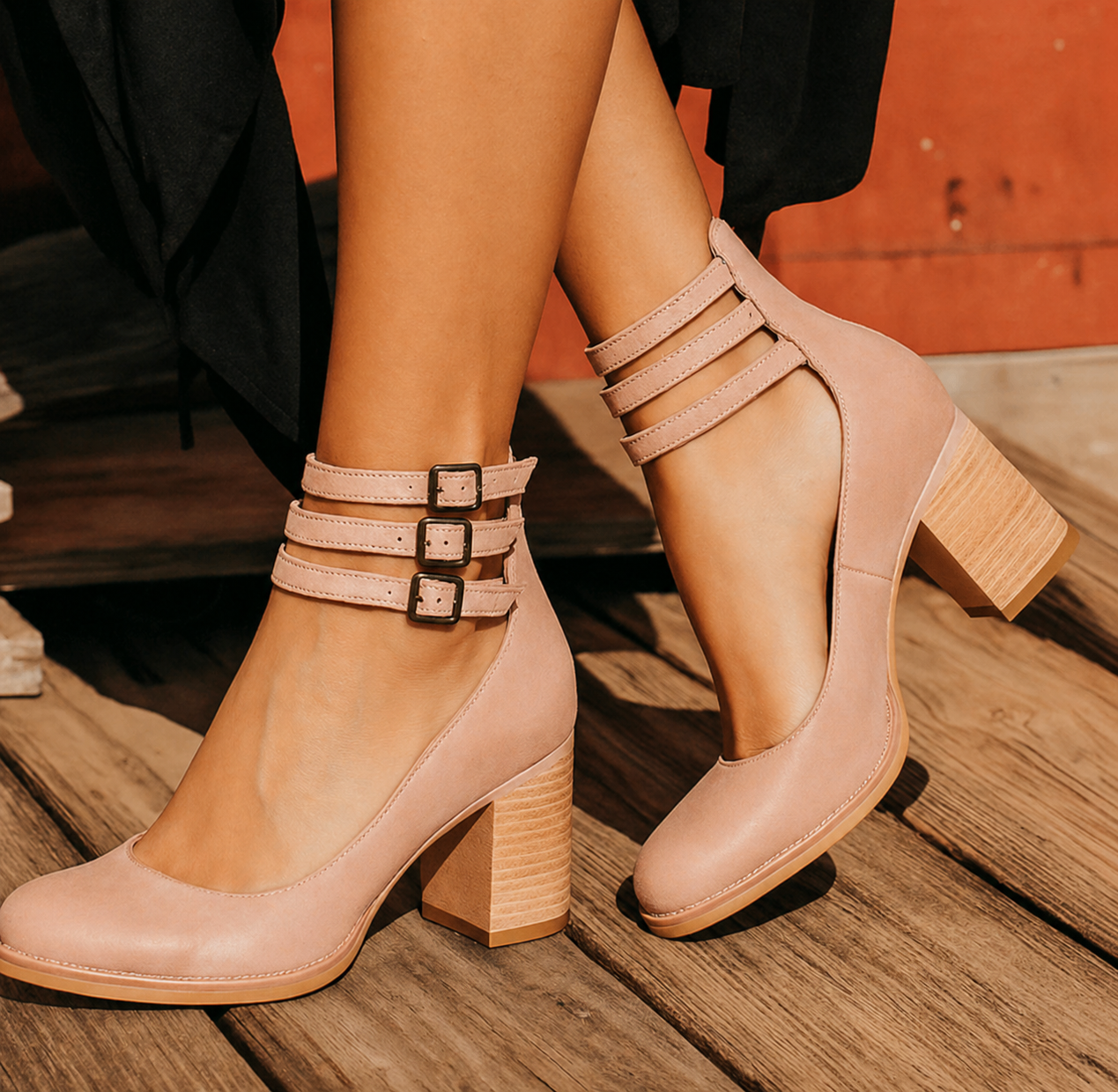 Pumps Damen | Blockabsatz & Doppelschnalle