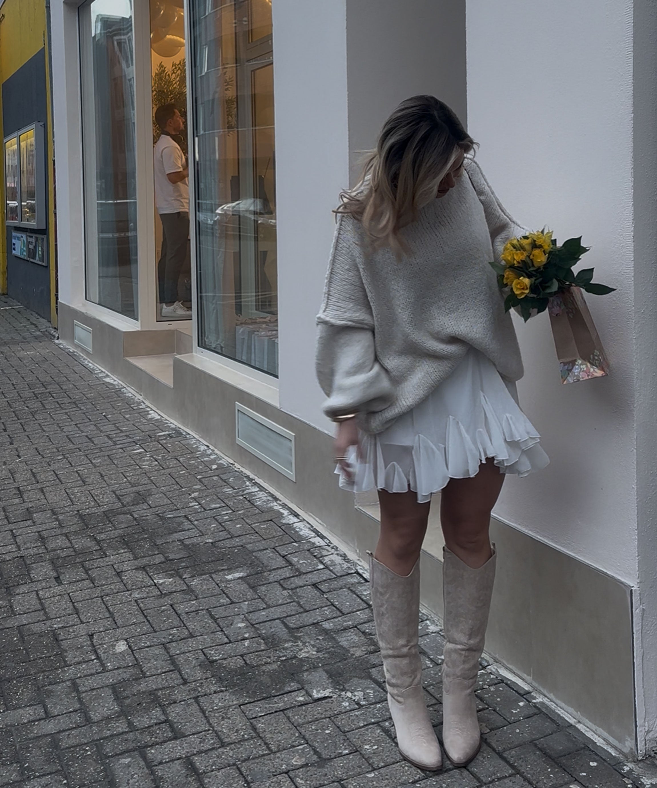 Liz Hoge Beige Cowboylaarzen Dames