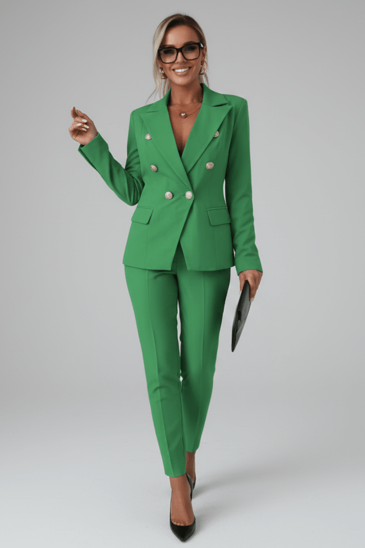 Hosenanzug Damen | Blazer & goldenen Knöpfen