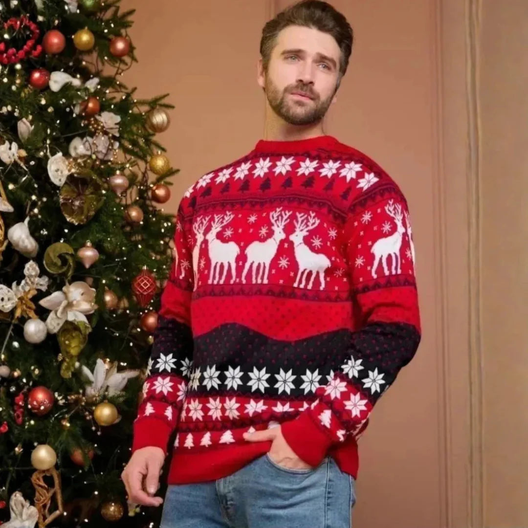 Unisex Rentierpullover | Festliches Motiv mit Warme Strickstruktur