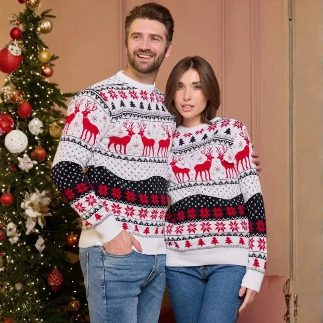 Unisex Rentierpullover | Festliches Motiv mit Warme Strickstruktur