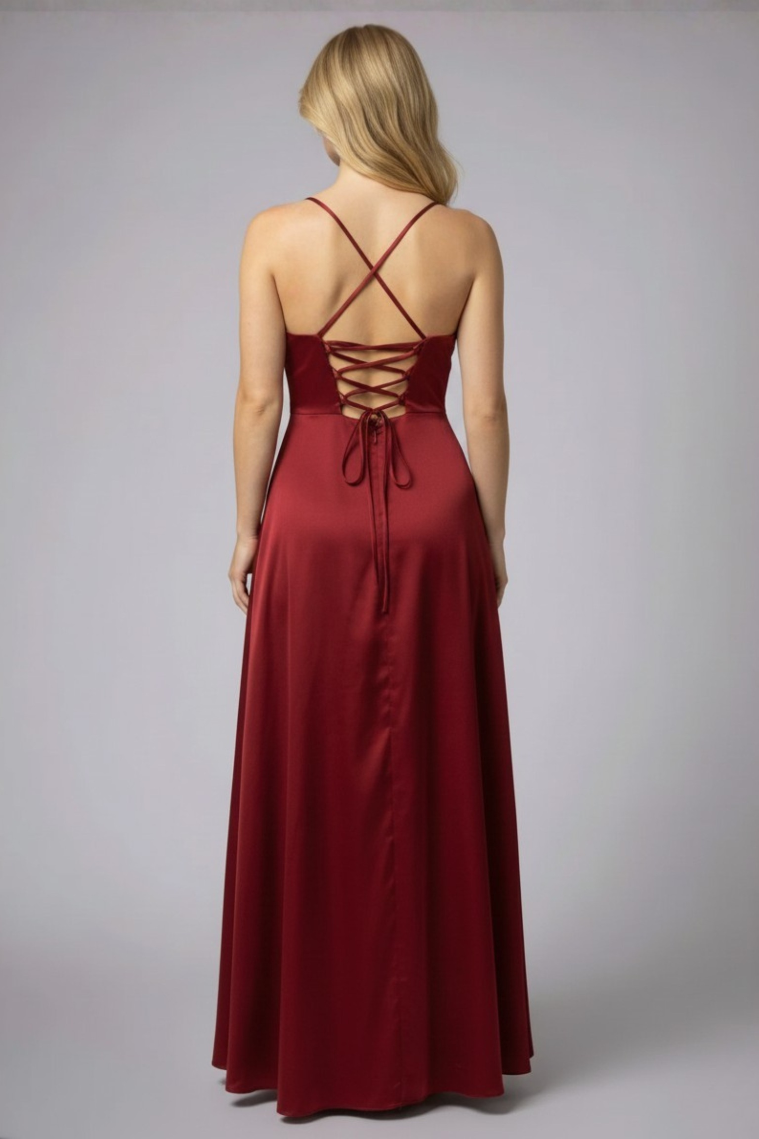 Kleid Hochzeitsgast Damen | Maxi mit Spaghettiträgern & Schlitz