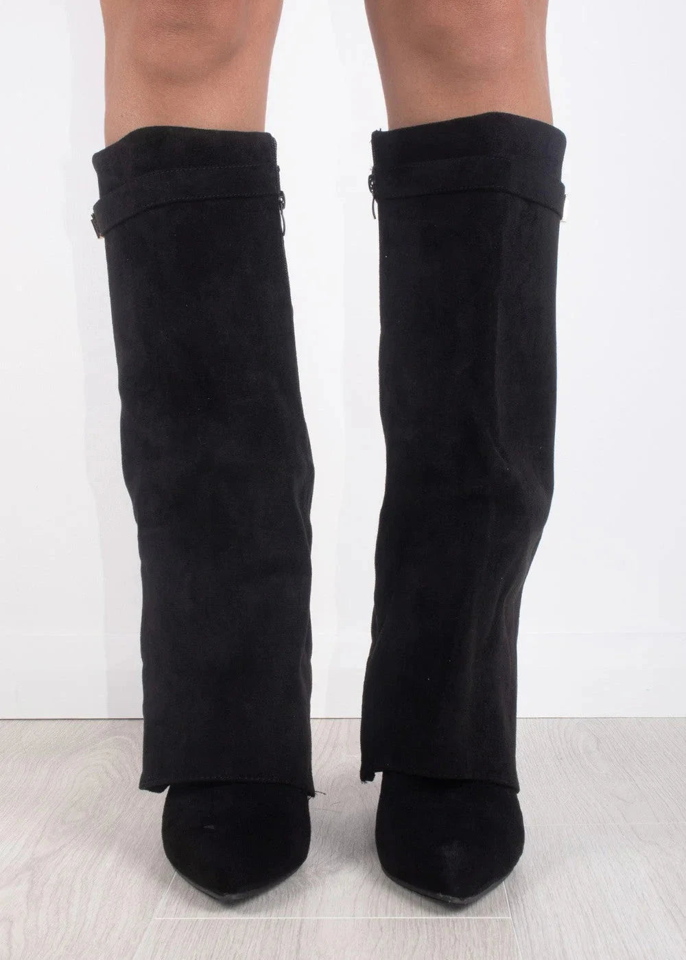 Stiefel Damen | Kniehoch mit Umschlagschaft & Golddetail