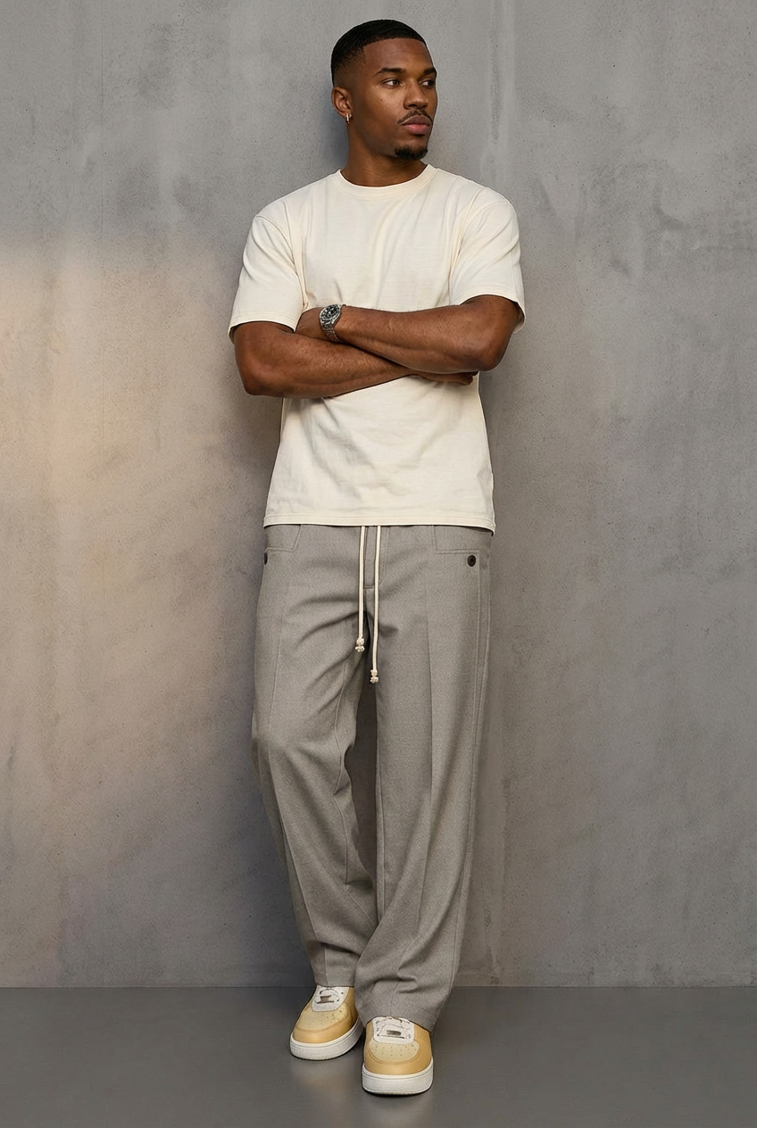 Jogginghose Herren | Wide Leg mit Kordelzug & Lockerem Schnitt