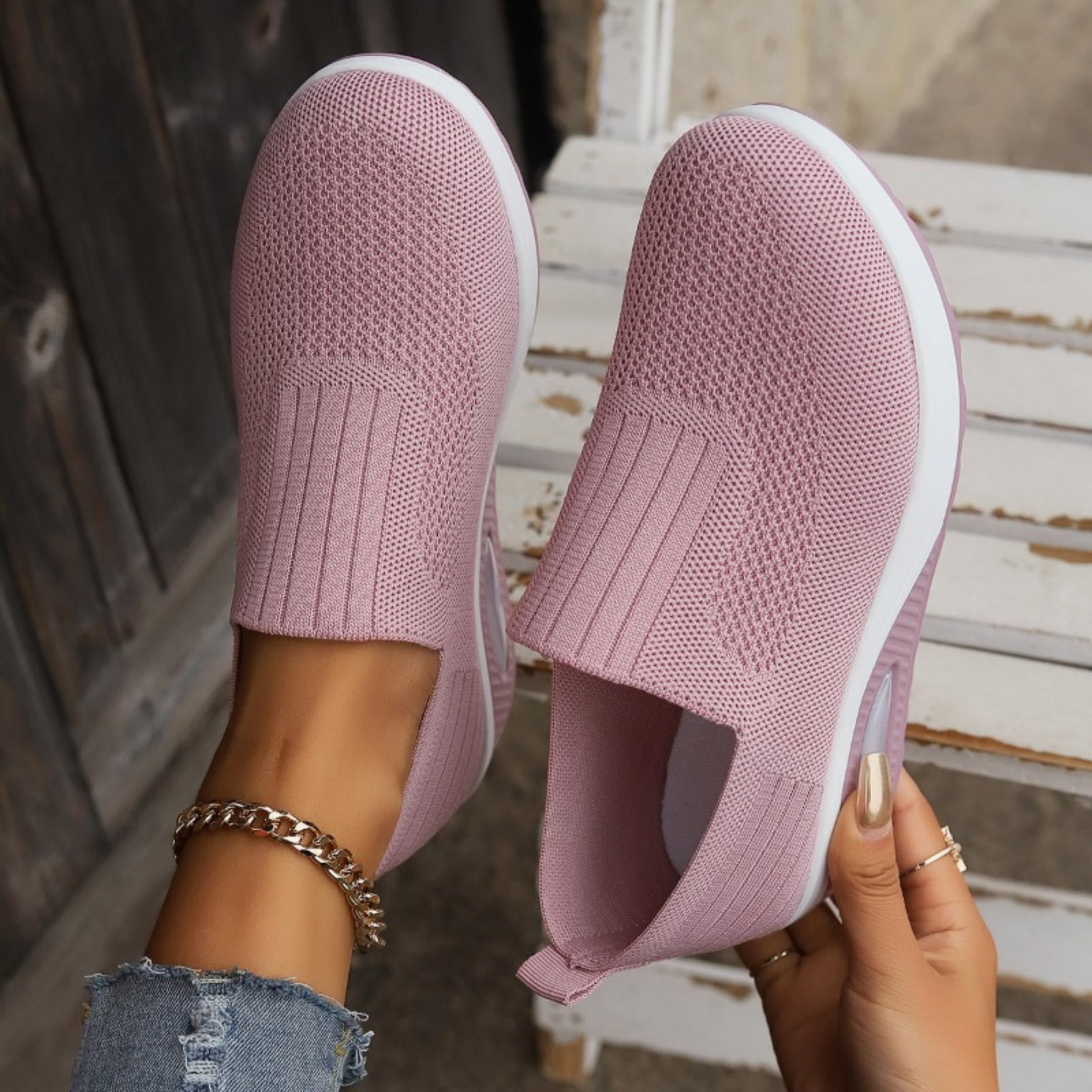 Sneaker Damen | Slip-on mit Luftkissen & Mesh-Obermaterial