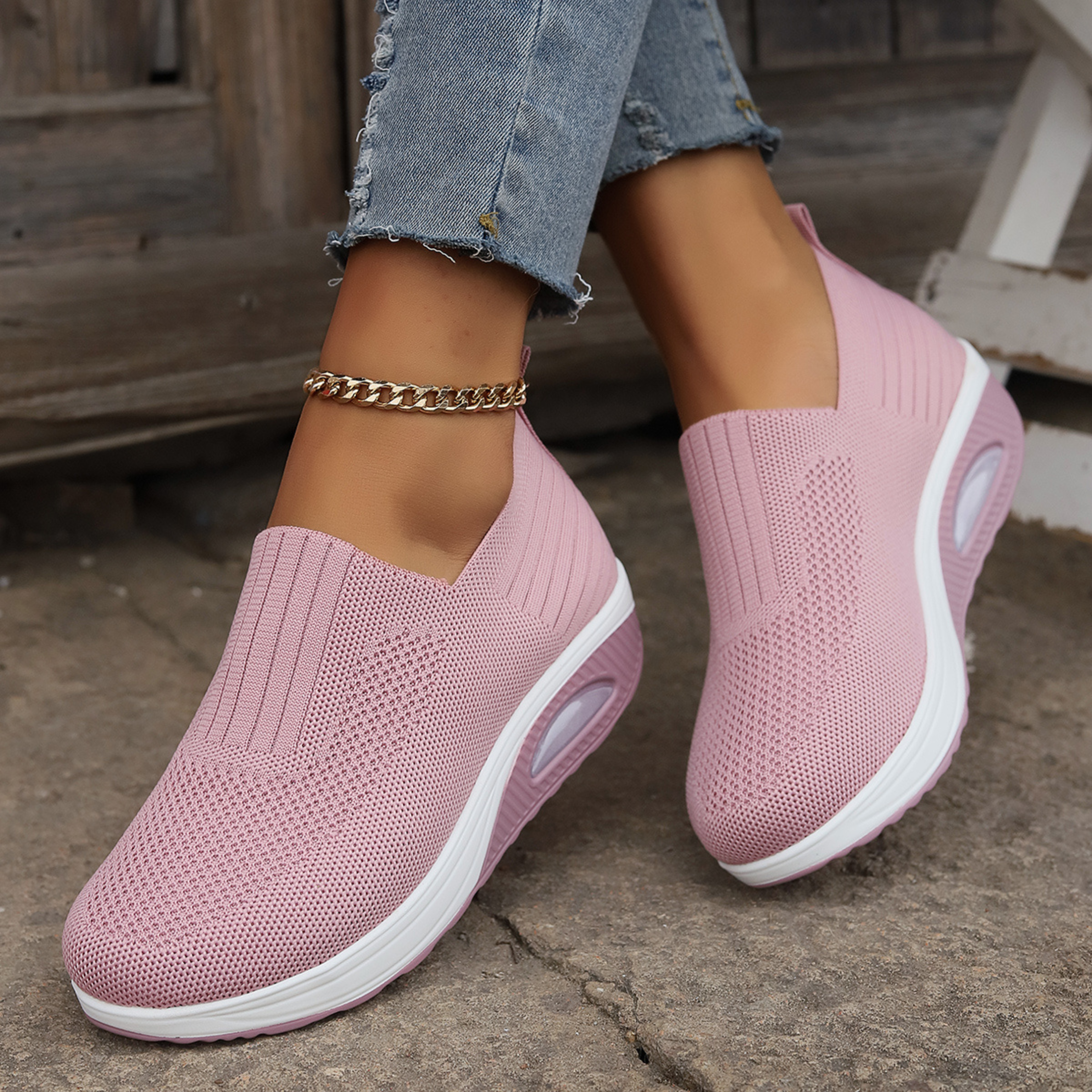 Sneaker Damen | Slip-on mit Luftkissen & Mesh-Obermaterial