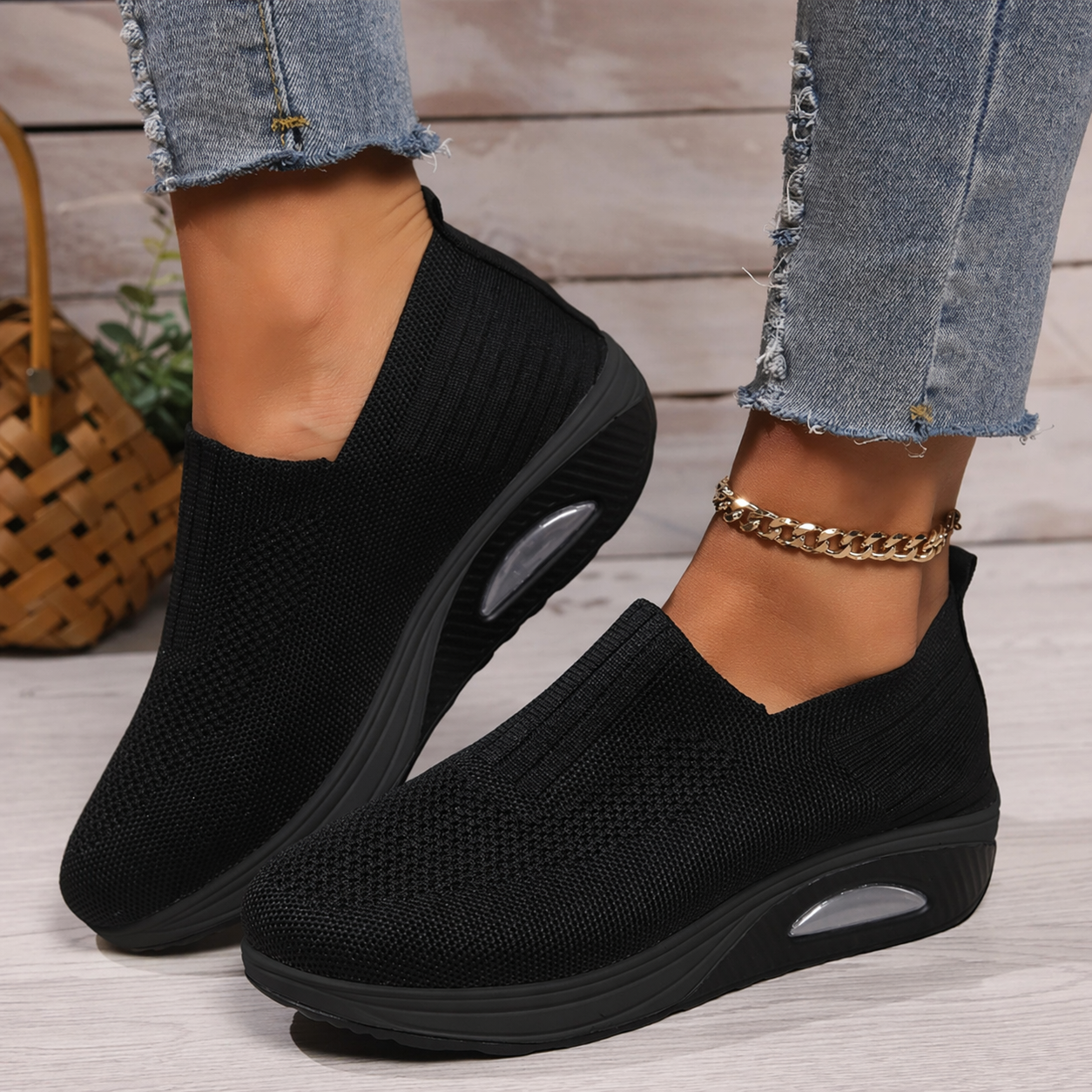 Sneaker Damen | Slip-on mit Luftkissen & Mesh-Obermaterial