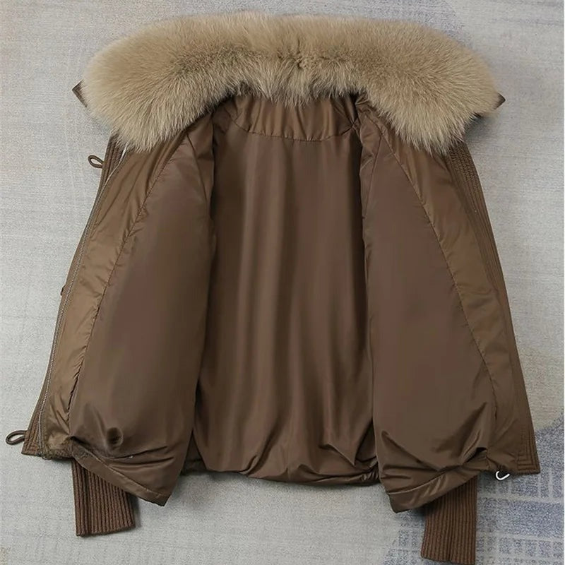 Winterjacke Damen | Übergroßer Pelzkragen mit  Gepolstertes Design