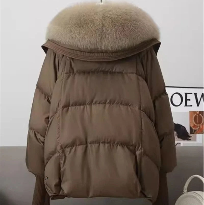 Winterjacke Damen | Übergroßer Pelzkragen mit  Gepolstertes Design