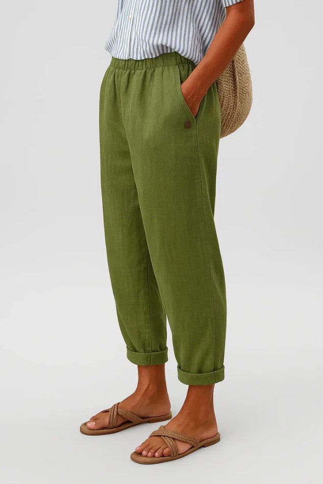 Sommerhose Damen | elastischem Bund, Umschlagsaum & Seitentaschen