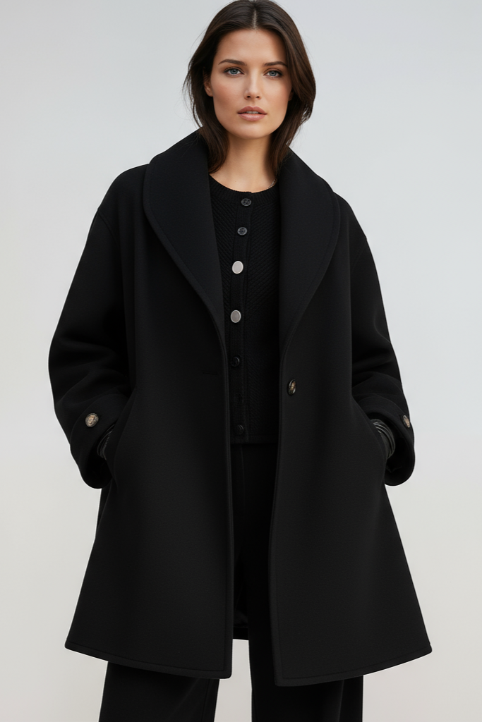 Wintermantel Damen Oversize | Weiter Schnitt mit breitem Kragen