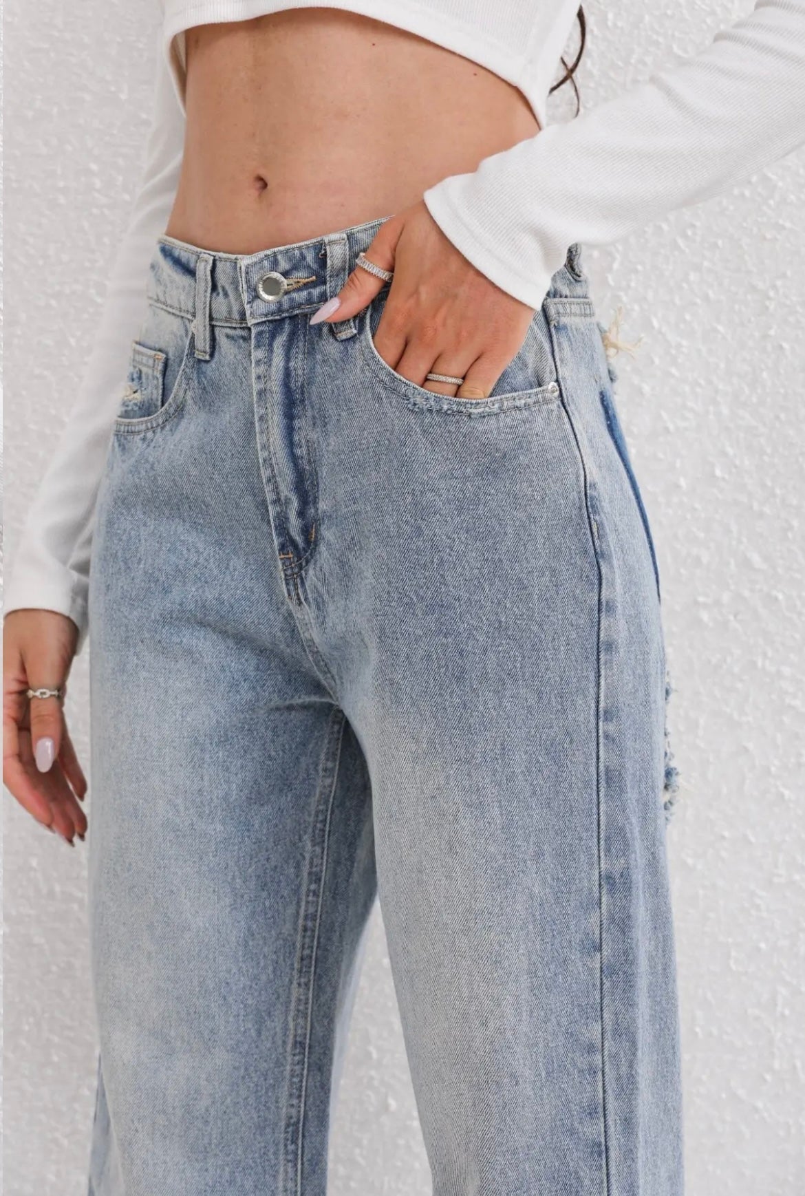 Damen Vintage Jeans | High-Waist Passform & Ripped Look