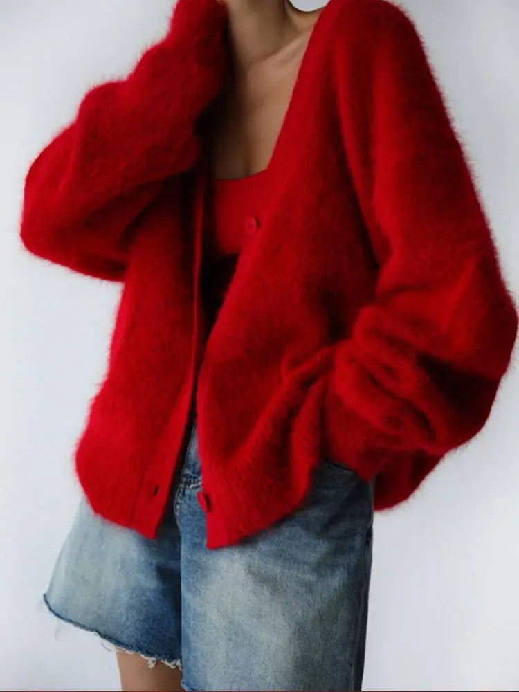 Winterstrickjacke Damen | Flauschige Struktur & Oversize-Schnitt